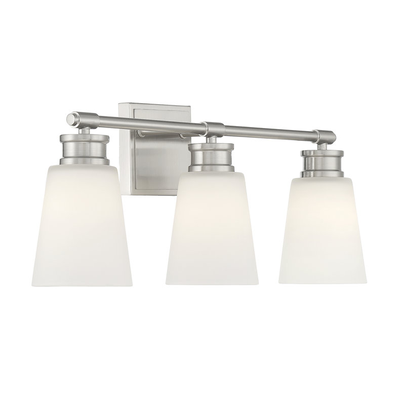 Luminaire pour meuble-lavabo de salle de bain 3 lumières Meridian en nickel brossé, Nickel