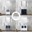 Meuble-lavabo double bleu marine 96 po Largeur, profondeur 17,26 po, plateau en céramique blanche, 28 miroirs, mécanisme de fermeture en douceur, surface de teinture bleue, large, meuble-lavabo, armoires latérales, fonction de fermeture, grand espace de rangement