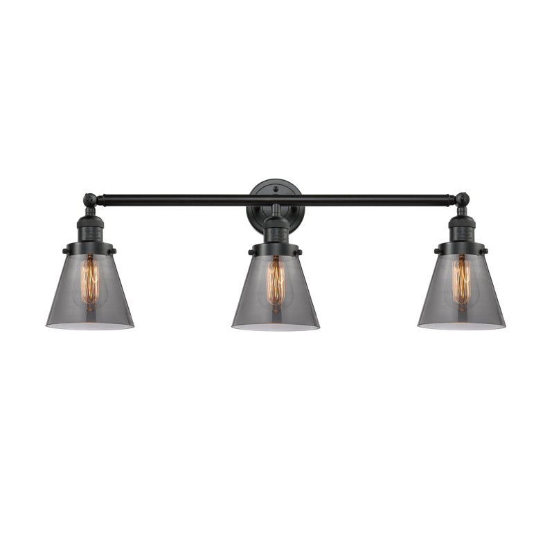 Éclairage pour salle de bain 3 lumières Andrews Cone, Fumée, Bronze huilé, Ampoule non incluse