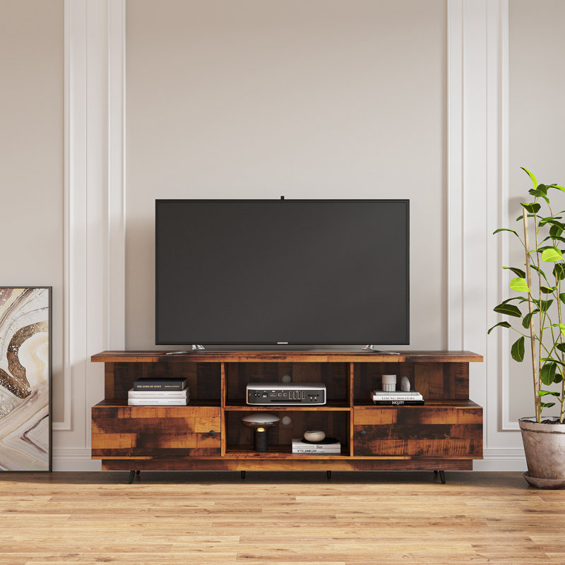 Console en bois de 77,95 po Cueto, meuble multimédia, meuble télé, Noyer