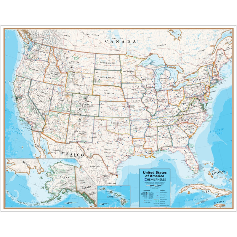 Large Laminated Write-On/Wipe-Off United States Map Poster