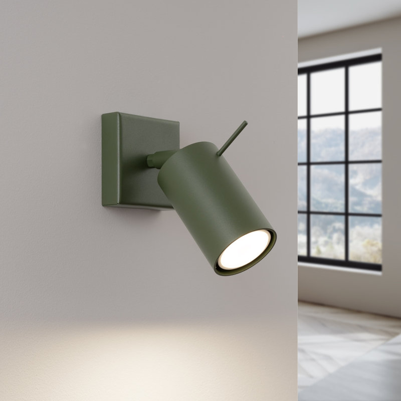 Wall lamp RING white with a switch, 8x16x8 cm, Olive Green