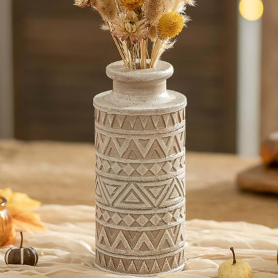 Boho Wood Vase Home Decor