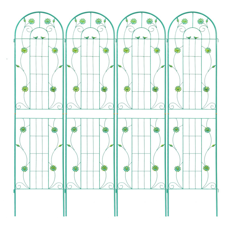Paquet de 4 treillis de jardin en métal 86,7 po x 19,7 po antirouille pour plantes grimpantes pour l'extérieur, Cream White