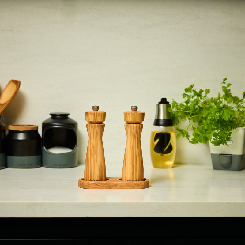 Cole & Mason Portobello Olive Wood Salt & Pepper Grinder Set 8"