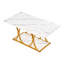 Table basse, table basse moderne en faux marbre, grand bureau central rectangulaire à 2 niveaux avec pieds géométriques, bureau d'appoint minimaliste robuste en métal pour le salon, le bureau, facile à assembler, blanc