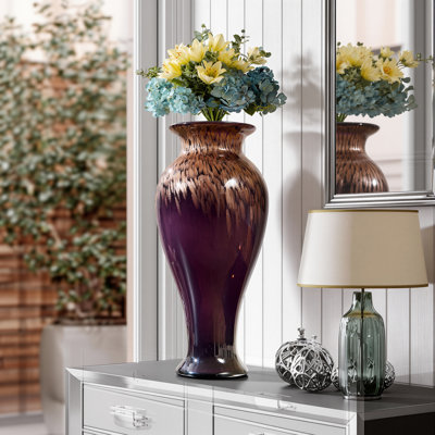 Vase de table moderne en verre teinté soufflé à la main avec grain de verre glacé et vase décoratif