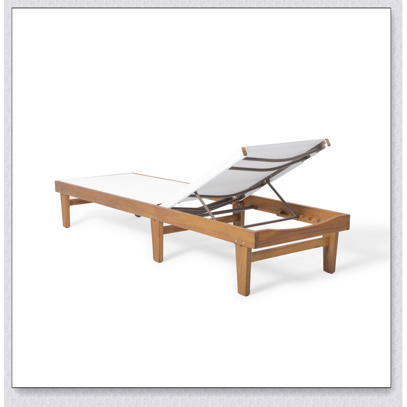 SUMMERLAND CHAISE LOUNGE - MESH, White/Teak