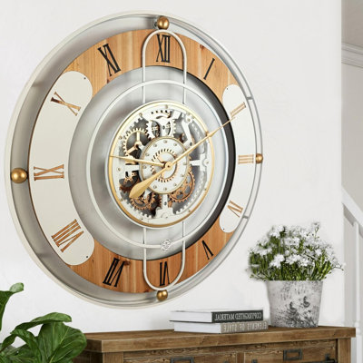 The Gears Clock 36'' Inch Real Moving Gear Wall Clock Switzerland Line (Black)