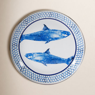 Golden Rabbit Pescado Enamel Sandwich Plates