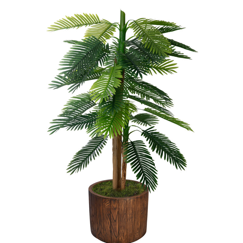 Panama 63 " H Faux Palm Tree in Stone Planter