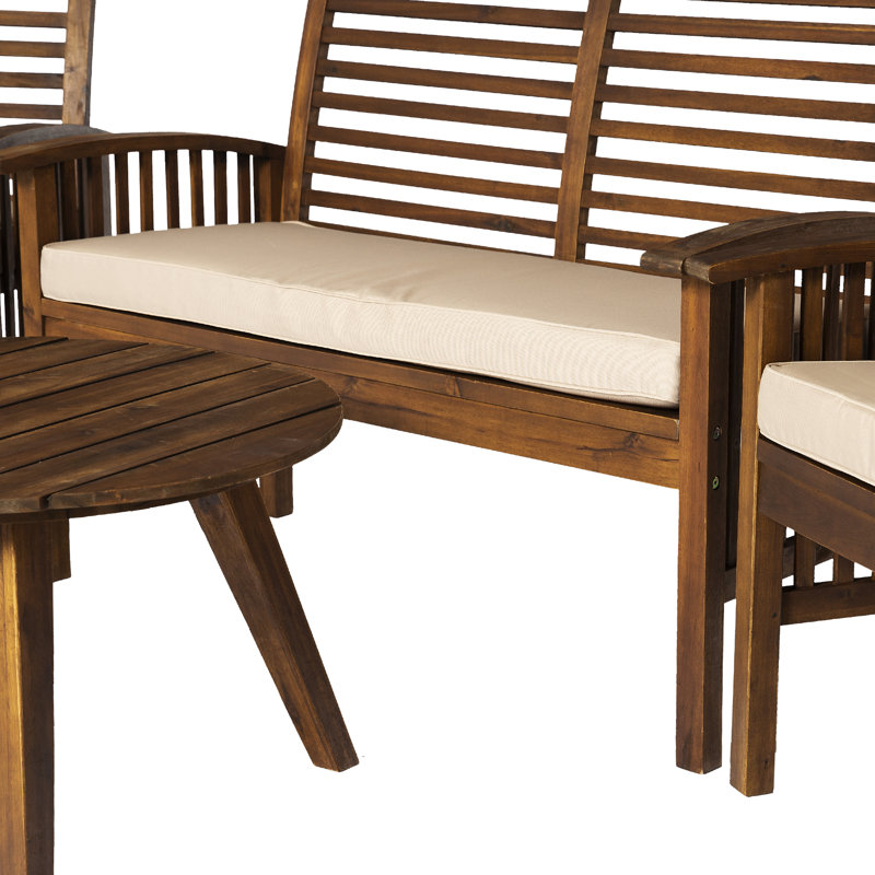 Ensemble de conversation avec canapé et coussins 4 pièces Anje, Marron foncé