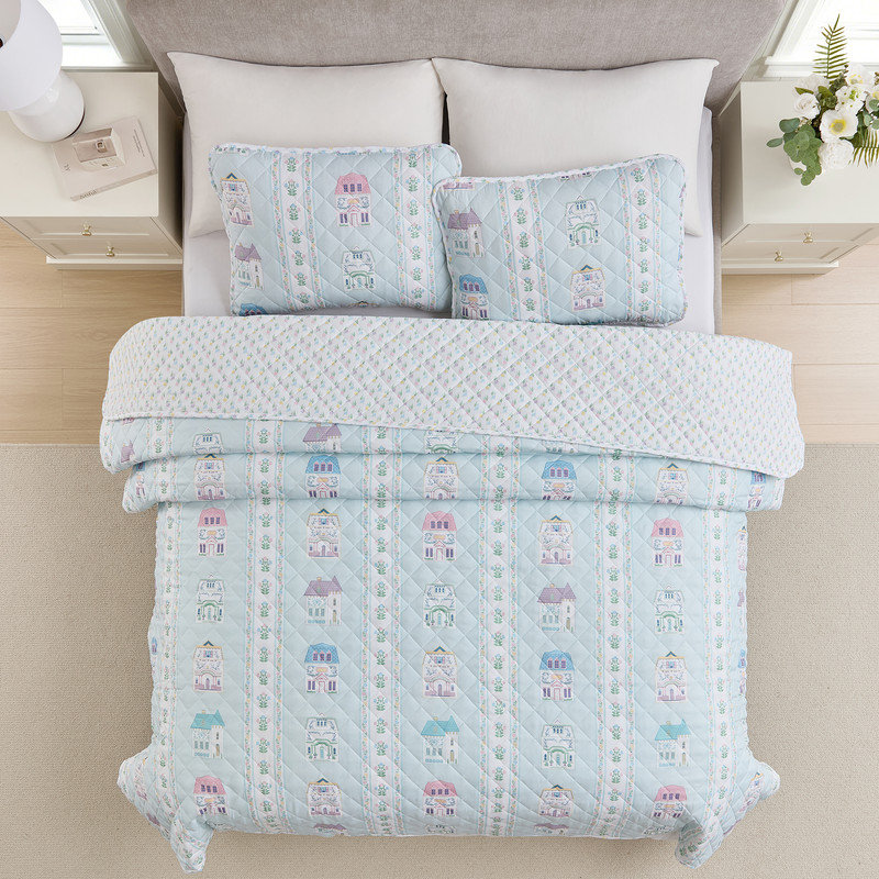 Lenox Spice Village 2-Piece Quilt Set, Light Blue, Twin/Twin XL, Twin/Twin XL, Light Blue