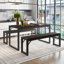 Ezzah Dining Set, Dining Table with Benches-746919456-746919459-680411272