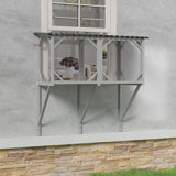 Cat Catio, Cat Window Perch For Large Indoor Cats - For Sunbathing, Napping & Overlooking, Wooden Cat Window Hammock