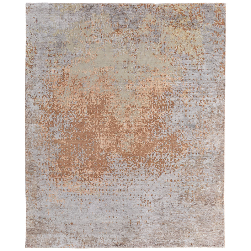 Tapis orange à motif abstrait moderne Tarlisha, Rectangle 8 pi 6 po x 11 pi 6 po
