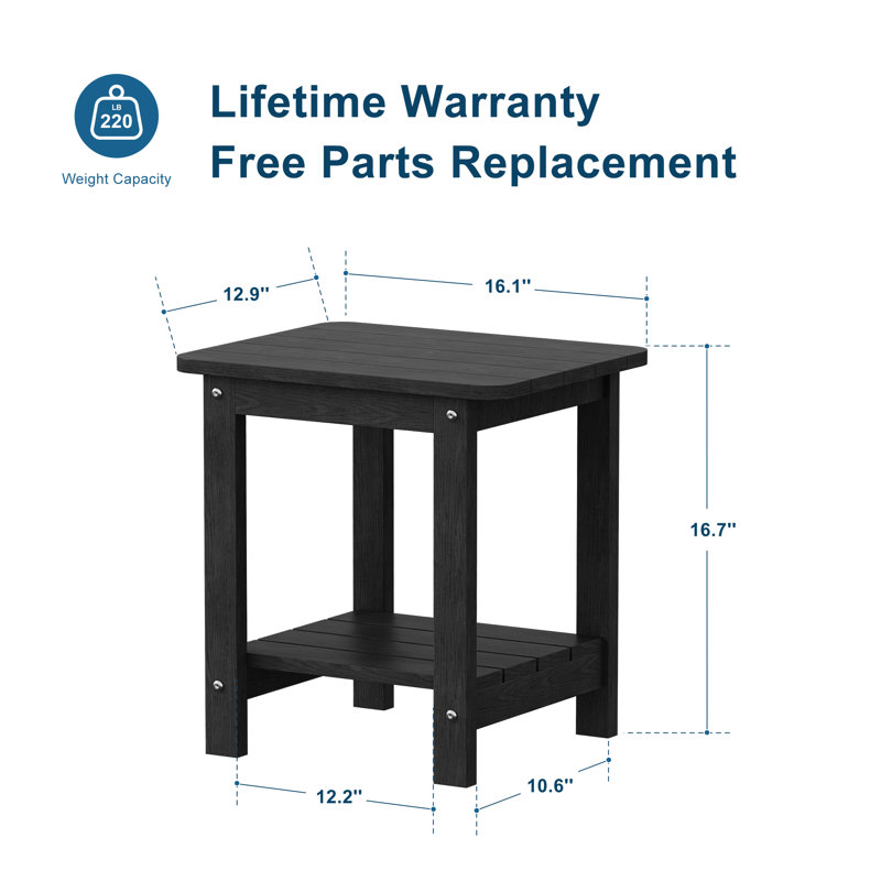 Small Outdoor Side Table, All-Weather HIPS Plastic Patio Coffee Table End Table, All-Weather Outdoor Table for Deck Backyard Garden Pool Lawn Porch