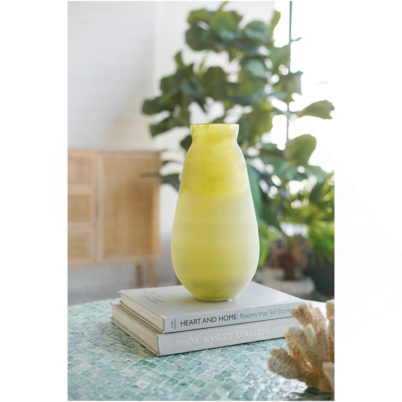 Vase en verre D6.5x12.5 ", vert