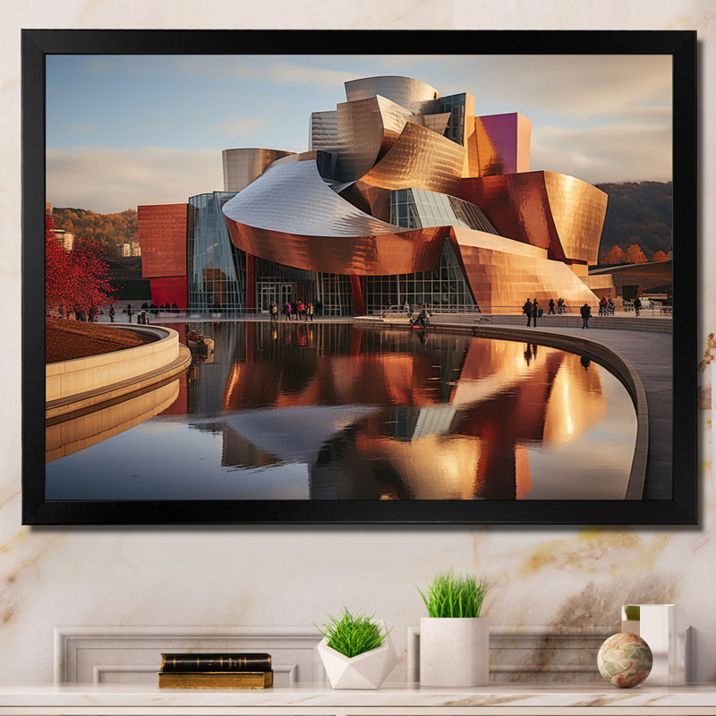 Spain Guggenheim Museum In Bilbaoin II - Spain Wall Art Living Room, H 30 po x l 40 po x P 1,5 po, Cadre simple noir