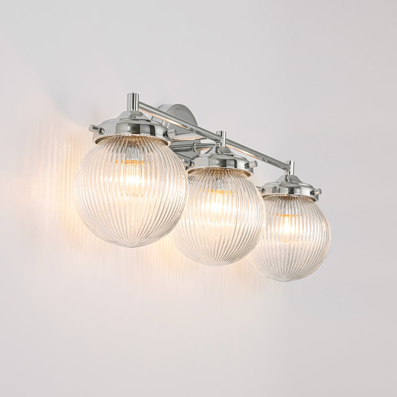 Éclairage pour salle de bain 3 lumières à intensité variable en verre, Chrome
