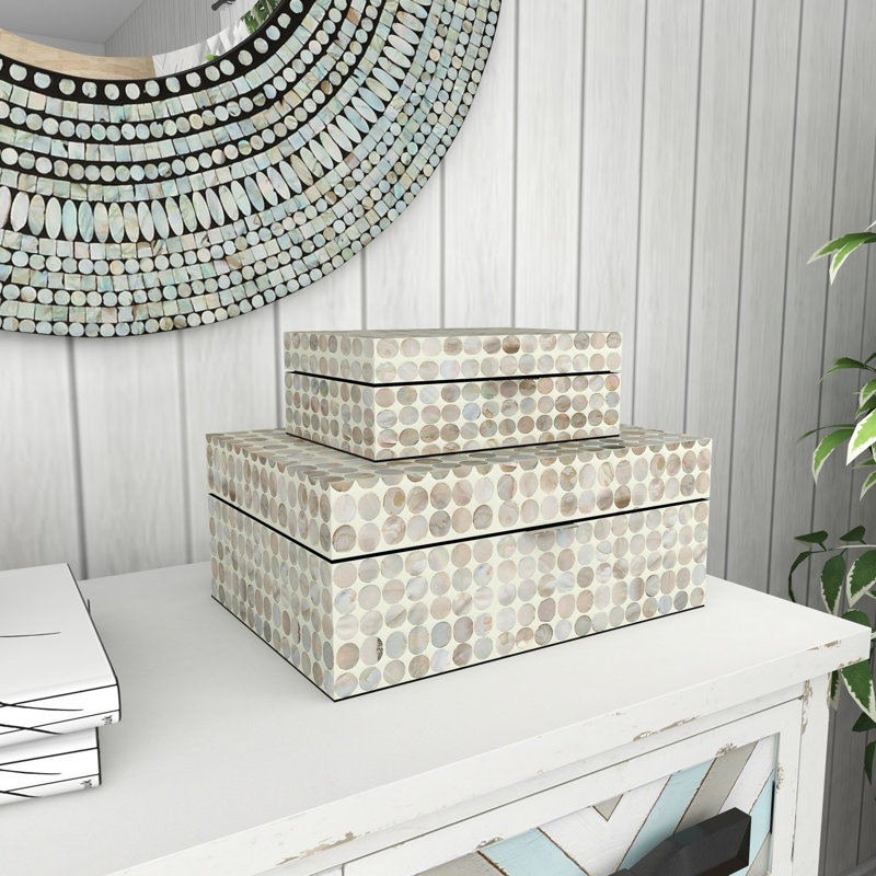 Juliette Brown and Gray Handmade Wood Lidded Box Set