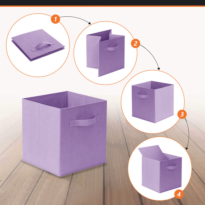 Fabric Foldable Storage Boxes Clothing Storage, Purple
