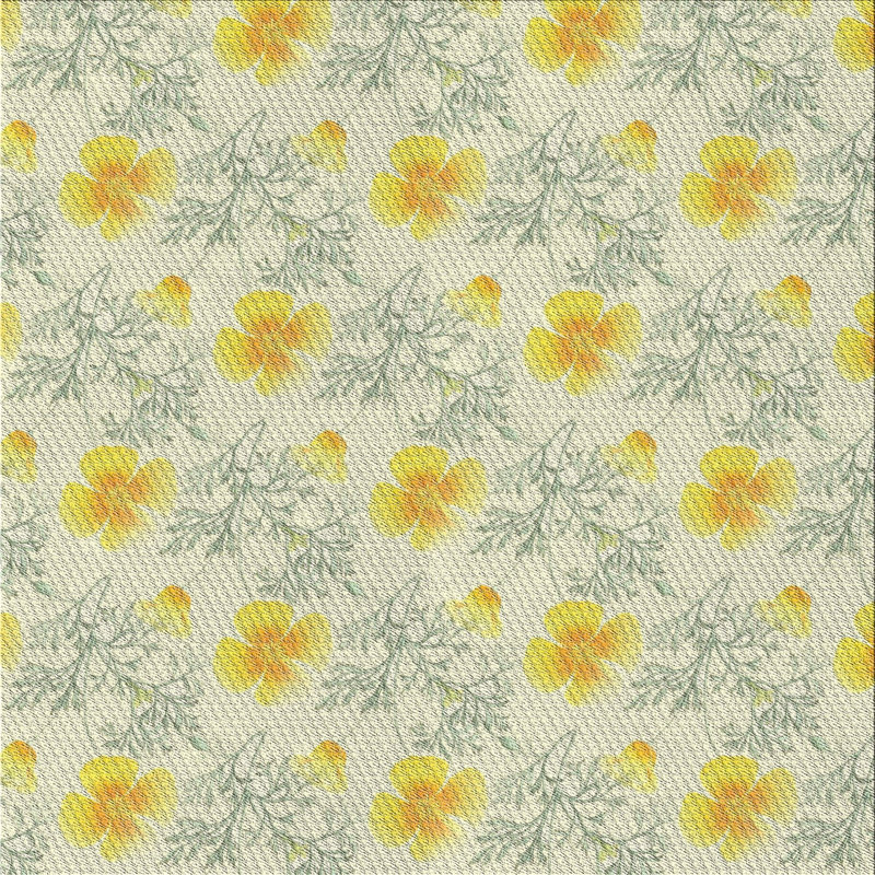 Tapis jaune à motif floral Fintan, Carré 6 pi