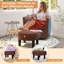Fauteuil demi-tonneau pivotant avec repose-pieds, dossier courbé et accoudoirs-2062876539