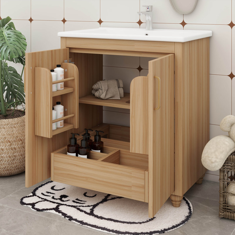 Stylish 30" Bathroom Vanity With Sink Combo, Multi-Functional Cabinet With Doors And Drawer