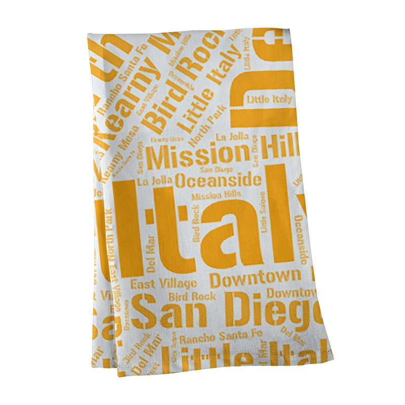Cotton Tea Towel Kitchen Towel, Cyan, San Diego