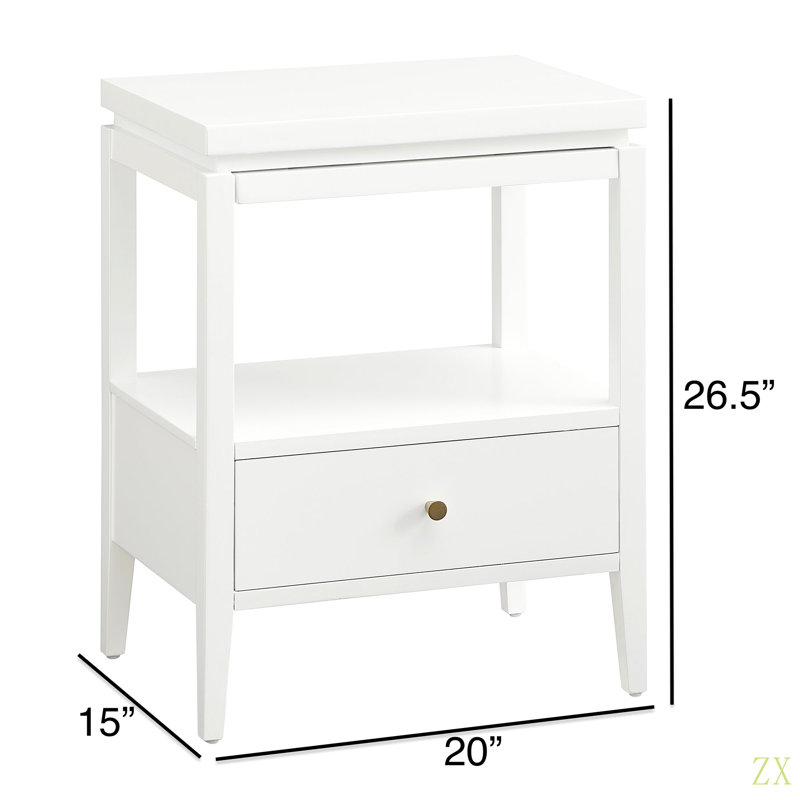 Table de chevet 1 tiroir Olana, Blanc