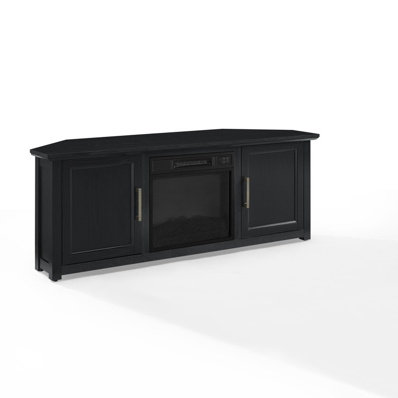 Rozier Unfinished TV Stand for TVs up to 65" with Fireplace Included, Black