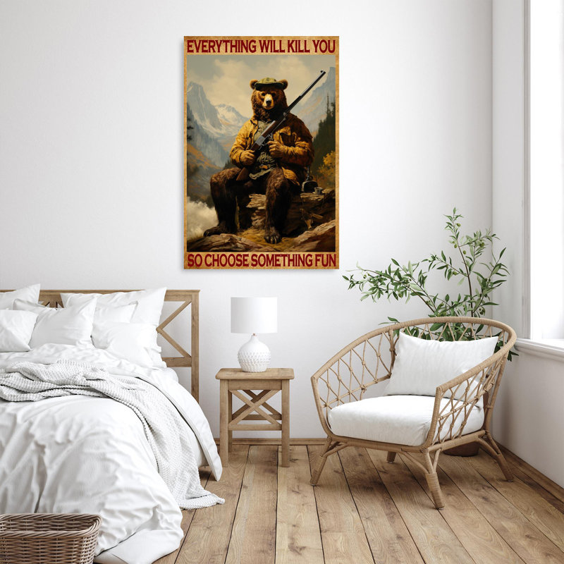 Chasse à l'ours, choisissez donc quelque chose d'amusant - 1 pièce, chasse à l'ours, choisissez quelque chose d'amusant - 1 pièce, reproduction d'art graphique sur toile tendue sur toile tendue