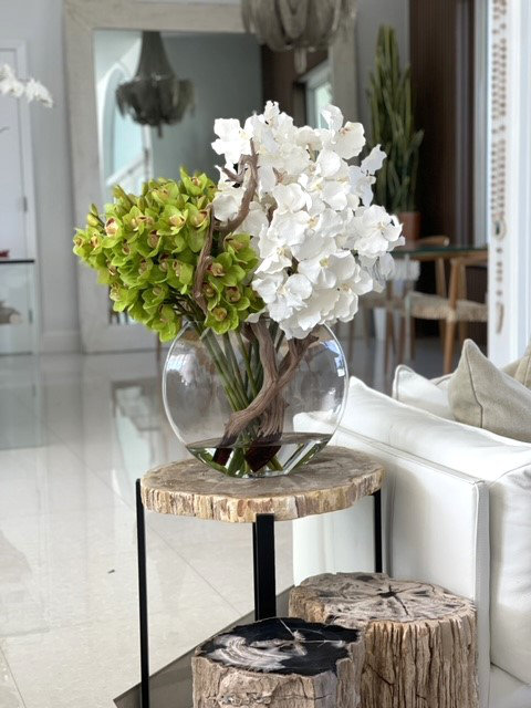 Vandas and Cymbidiums Centerpieces in Vase