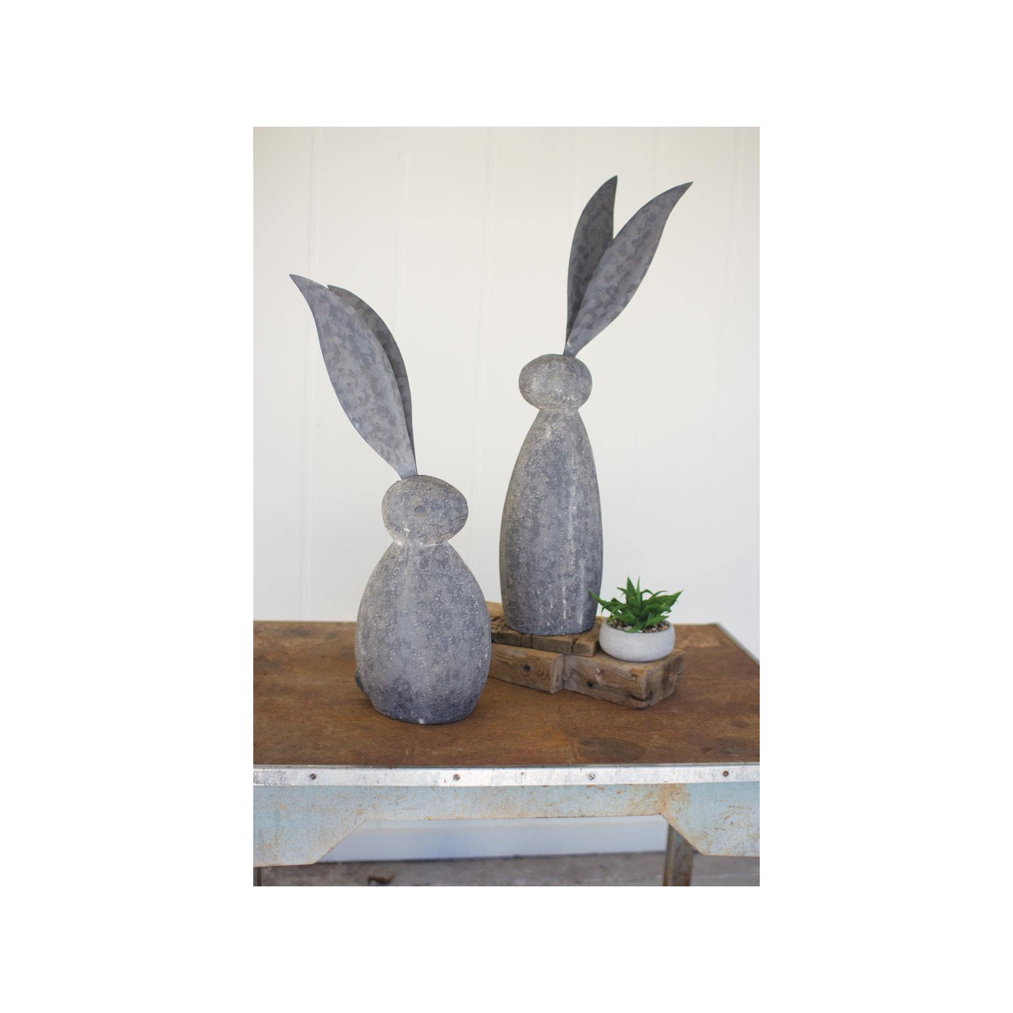 Okelly Faux Stone Rabbit Figurine, 33" H x 7" W x 7" D