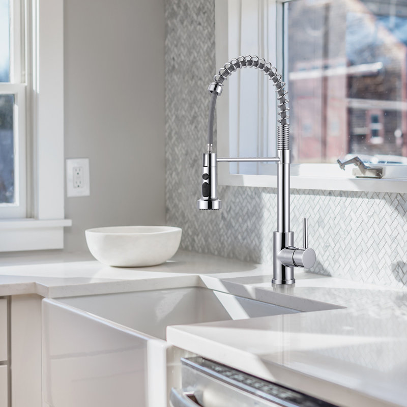 WOWOW Pull Out Kitchen Faucet, Chrome