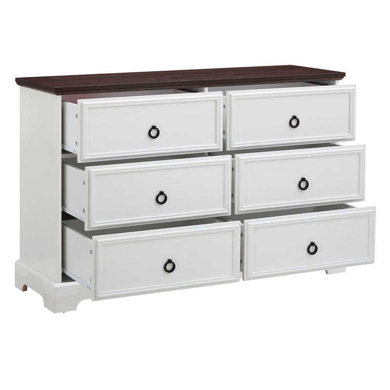 Commode 6 tiroirs Modern Farmhouse, Blanc
