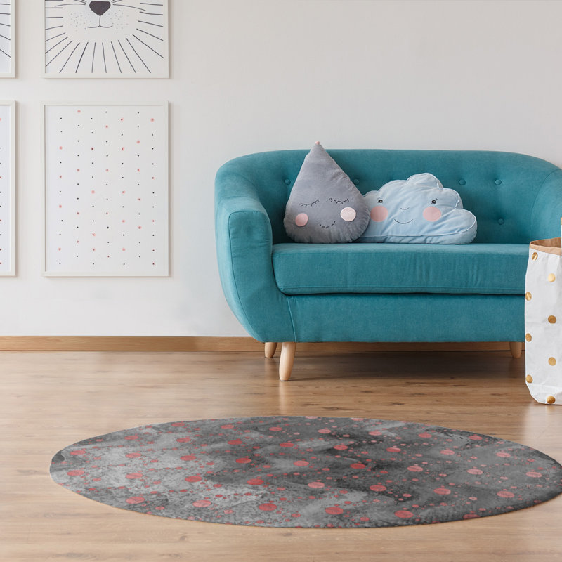 Tapis noir de planètes et d’étoiles monochrome, Rond 5 pi