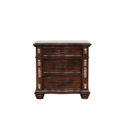Cherry Nightstand G07100-n. 31"x31"x18" Size. Smooth Gliding Drawer System. Velvet Lined Top Drawer. Three Practical Bedroom Drawers. Instantly Ready For Use 31" High X Wide 18" Deep. Effortlessly