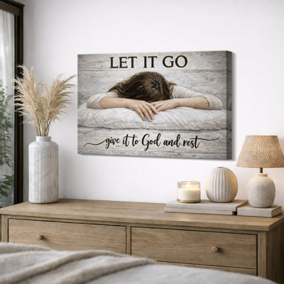 Let It Go Artwork, Inspirational Quote Pictures, Framed Canvas Giclee Print Wall Art
