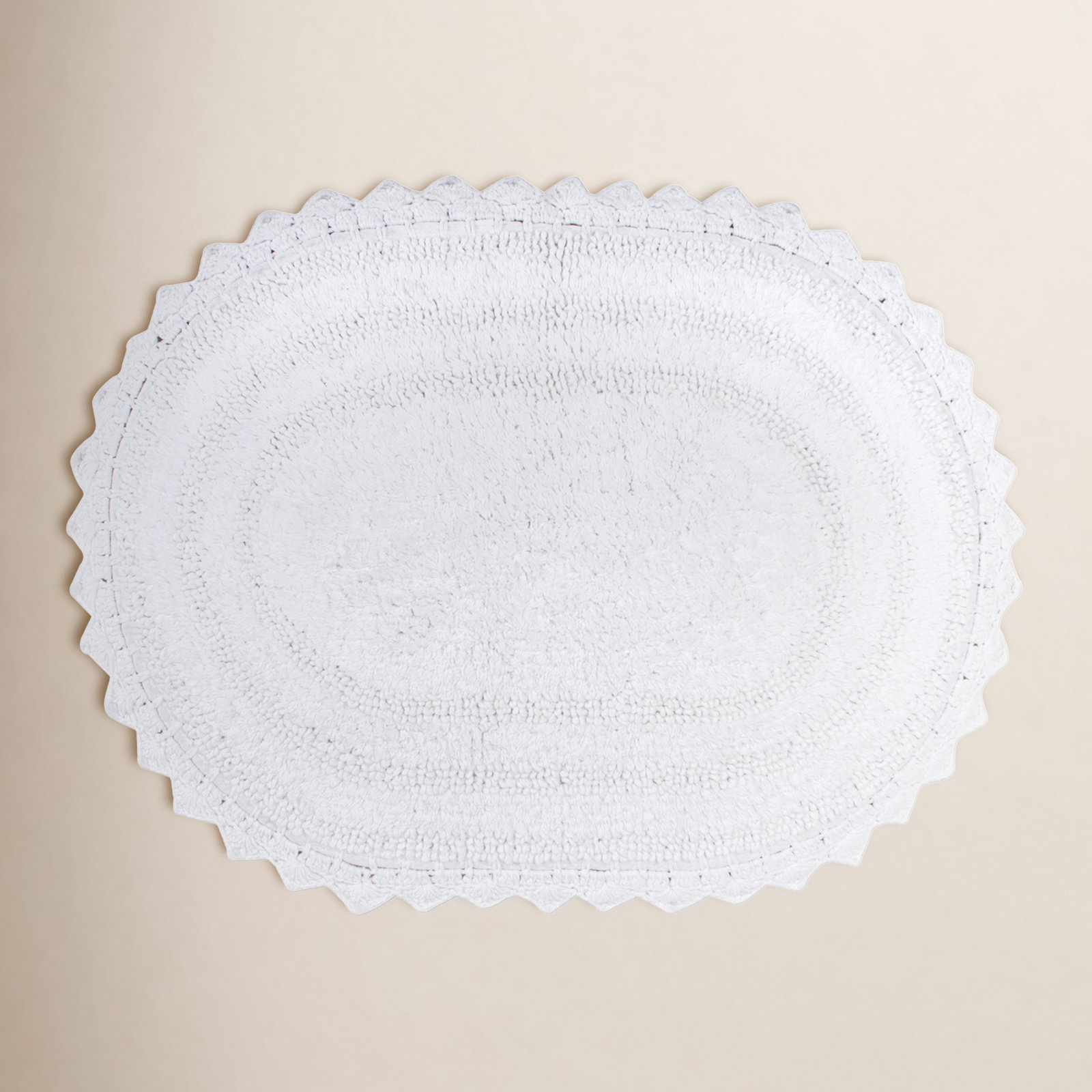 Lisk Oval Cotton Bath Rug, 17" W x 24" L, White