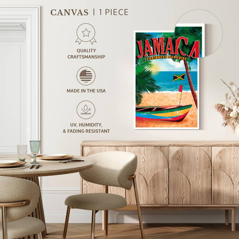Affiche rétro de la Jamaïque, H 24 po x l 16 po