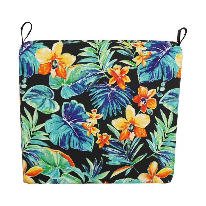 Outdoor 3'' Dining Chair Seat Cushion, Black/Blue