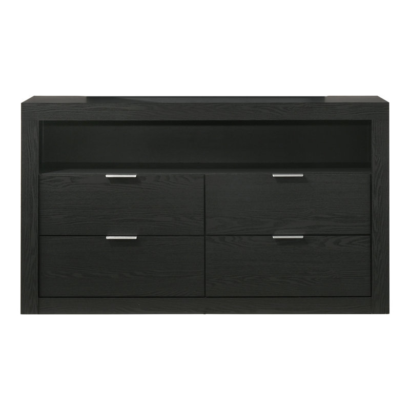 Commode 4 tiroirs avec tablette Hildebran, Noir
