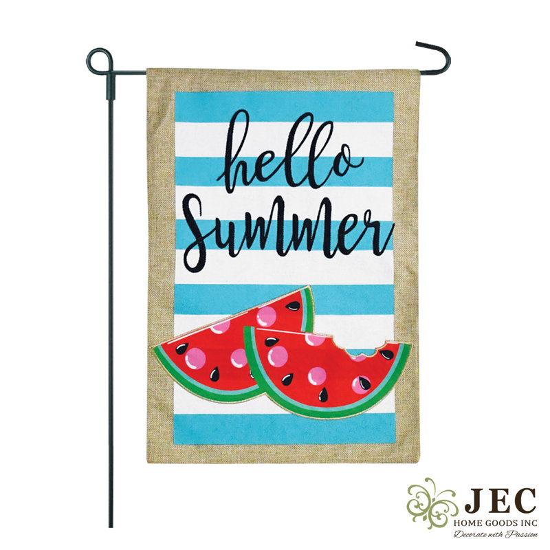 Double Sided 18'' H x 12.5'' W Garden Flag, Hello Summer