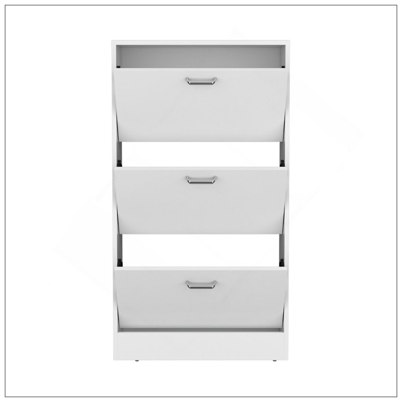 Range-chaussures, 3 portes, 3 tablettes, blanc, Blanc