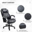 Grande et grande chaise de bureau de direction avec siège large, chaise de bureau d'ordinateur avec coutures en losange à haut dossier, hauteur réglable et roues pivotantes