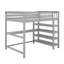 Lit mezzanine double avec tablettes et bureau-432229444