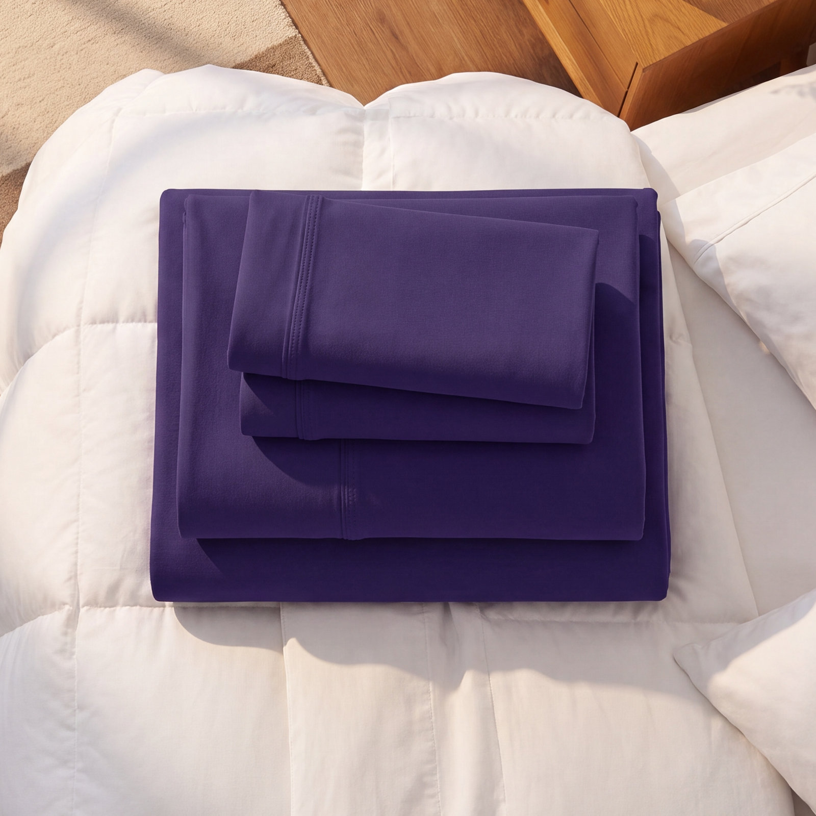 Sheet Set, True White, Queen Sheet Set + Fitted Sheet + Pillowcase
