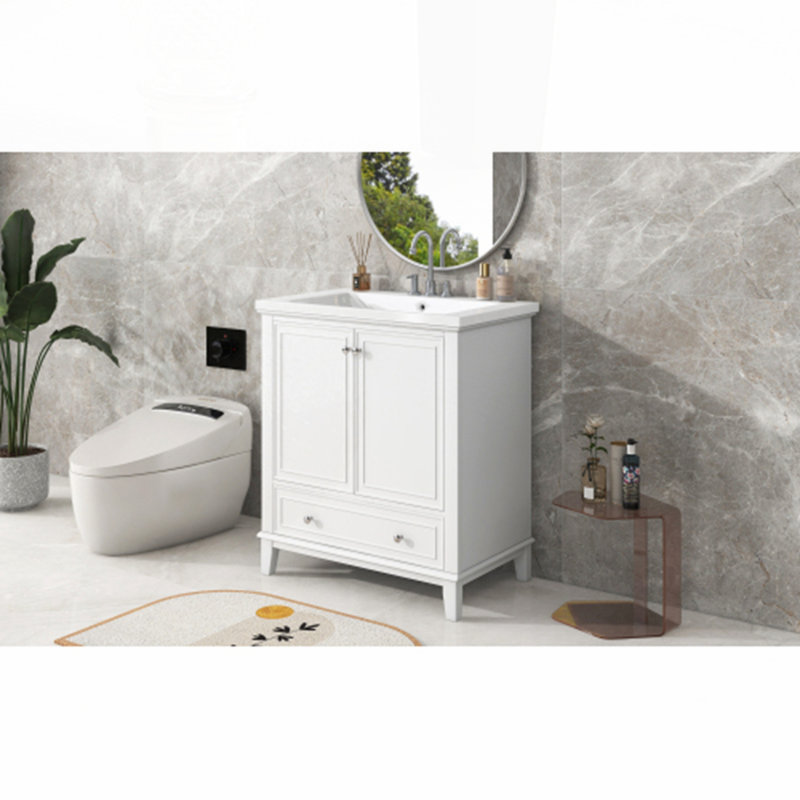 Meuble-lavabo 30 po avec lavabo, Blanc / argenté